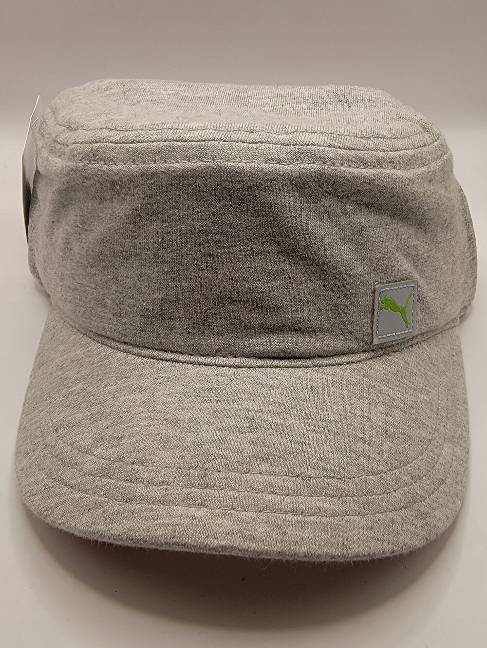 Puma Light Gray Military Cap with Green Logo Patch